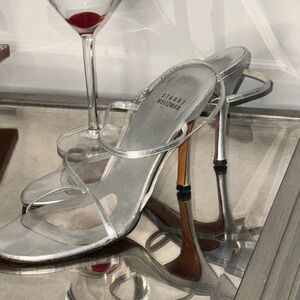 Stuart W. silver heels size 8